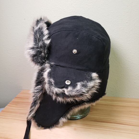 Scala Pronto One Size Faux Fur Trooper Hat Black Outdoors Winter Trapper Aviator - Picture 3 of 9
